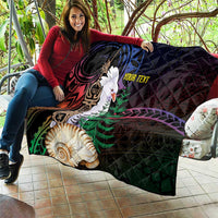 New Caledonia Kanaky Personalized Quilt Kagu Bird Emblem - Polynesian Pride