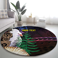 New Caledonia Kanaky Personalized Round Carpet Kagu Bird Emblem - Polynesian Pride