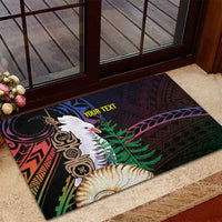 New Caledonia Kanaky Personalized Rubber Doormat Kagu Bird Emblem LT7 - Polynesian Pride