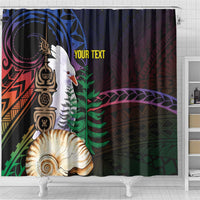 New Caledonia Kanaky Personalized Shower Curtain Kagu Bird Emblem - Polynesian Pride