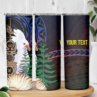 New Caledonia Kanaky Personalized Skinny Tumbler Kagu Bird Emblem - Polynesian Pride