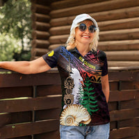 New Caledonia Kanaky Personalized Women Polo Shirt Kagu Bird Emblem - Polynesian Pride