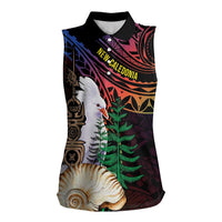 New Caledonia Kanaky Personalized Women Sleeveless Polo Shirt Kagu Bird Emblem - Polynesian Pride