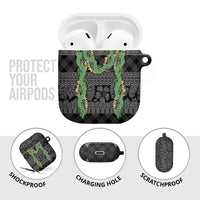 Hawai'i Paniolo Maile Twisted Lei AirPods Case Obsidian Black