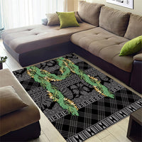 Hawai'i Paniolo Maile Twisted Lei Area Rug Obsidian Black