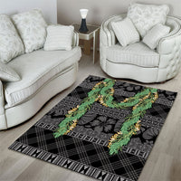 Hawai'i Paniolo Maile Twisted Lei Area Rug Obsidian Black