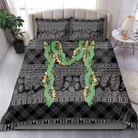 Hawai'i Paniolo Maile Twisted Lei Bedding Set Obsidian Black