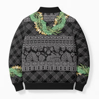 Hawai'i Paniolo Maile Twisted Lei Bomber Puffer Jacket Obsidian Black