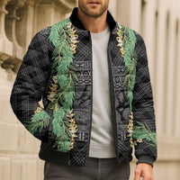 Hawai'i Paniolo Maile Twisted Lei Bomber Puffer Jacket Obsidian Black