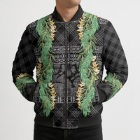 Hawai'i Paniolo Maile Twisted Lei Bomber Puffer Jacket Obsidian Black