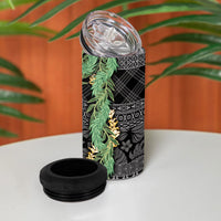 Hawai'i Paniolo Maile Twisted Lei 4 in 1 Can Cooler Tumbler Obsidian Black