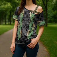 Hawai'i Paniolo Maile Twisted Lei Cross Shoulder Shirt Obsidian Black