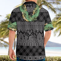 Hawai'i Paniolo Maile Twisted Lei Hawaiian Shirt Obsidian Black