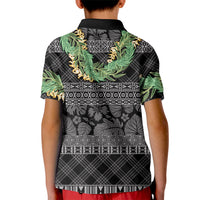 Hawai'i Paniolo Maile Twisted Lei Kid Polo Shirt Obsidian Black