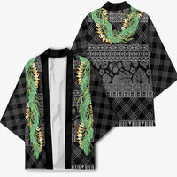 Hawai'i Paniolo Maile Twisted Lei Kimono Obsidian Black