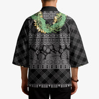 Hawai'i Paniolo Maile Twisted Lei Kimono Obsidian Black
