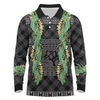 Hawai'i Paniolo Maile Twisted Lei Long Sleeve Polo Shirt Obsidian Black
