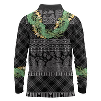Hawai'i Paniolo Maile Twisted Lei Long Sleeve Polo Shirt Obsidian Black