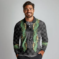 Hawai'i Paniolo Maile Twisted Lei Long Sleeve Polo Shirt Obsidian Black