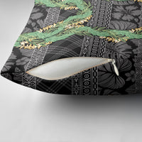 Hawai'i Paniolo Maile Twisted Lei Pillow Cover Obsidian Black