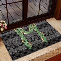 Hawai'i Paniolo Maile Twisted Lei Rubber Doormat Obsidian Black