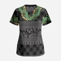 Hawai'i Paniolo Maile Twisted Lei Scrub Top Obsidian Black