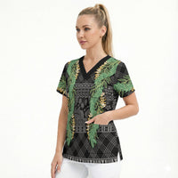 Hawai'i Paniolo Maile Twisted Lei Scrub Top Obsidian Black