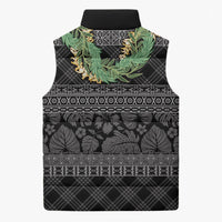 Hawai'i Paniolo Maile Twisted Lei Sleeveless Puffer Jacket Obsidian Black