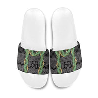 Hawai'i Paniolo Maile Twisted Lei Slide Sandals Obsidian Black