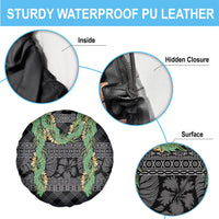Hawai'i Paniolo Maile Twisted Lei Spare Tire Cover Obsidian Black