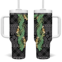 Hawai'i Paniolo Maile Twisted Lei Tumbler With Handle Obsidian Black