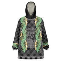 Hawai'i Paniolo Maile Twisted Lei Wearable Blanket Hoodie Obsidian Black