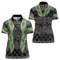 Hawai'i Paniolo Maile Twisted Lei Women Polo Shirt Obsidian Black