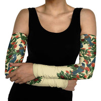New Zealand Christmas Arm Sleeves Romantic Tui Birds on Pohutukawa - Ivory - Polynesian Pride
