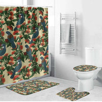 New Zealand Christmas Bathroom Set Romantic Tui Birds on Pohutukawa - Ivory - Polynesian Pride