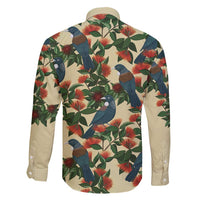 New Zealand Christmas Family Matching Puletasi and Hawaiian Shirt Romantic Tui Birds on Pohutukawa - Ivory - Polynesian Pride