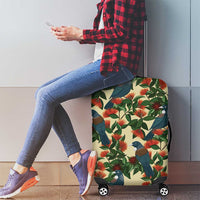 New Zealand Christmas Luggage Cover Romantic Tui Birds on Pohutukawa - Ivory - Polynesian Pride
