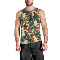 New Zealand Christmas Men Tank Top Romantic Tui Birds on Pohutukawa - Ivory - Polynesian Pride