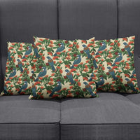 New Zealand Christmas Pillow Cover Romantic Tui Birds on Pohutukawa - Ivory - Polynesian Pride