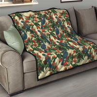 New Zealand Christmas Quilt Romantic Tui Birds on Pohutukawa - Ivory - Polynesian Pride