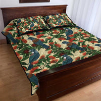 New Zealand Christmas Quilt Bed Set Romantic Tui Birds on Pohutukawa - Ivory - Polynesian Pride