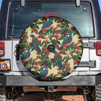 New Zealand Christmas Spare Tire Cover Romantic Tui Birds on Pohutukawa - Ivory - Polynesian Pride