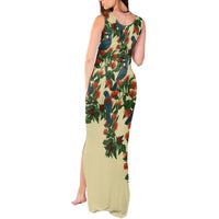 New Zealand Christmas Tank Maxi Dress Romantic Tui Birds on Pohutukawa - Ivory - Polynesian Pride