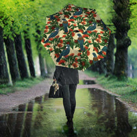 New Zealand Christmas Umbrella Romantic Tui Birds on Pohutukawa - Ivory - Polynesian Pride