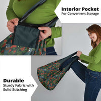 New Zealand Christmas Grocery Bag Romantic Tui Birds on Pohutukawa - Cobalt - Polynesian Pride