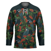 New Zealand Christmas Hockey Jersey Romantic Tui Birds on Pohutukawa - Cobalt - Polynesian Pride