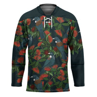 New Zealand Christmas Hockey Jersey Romantic Tui Birds on Pohutukawa - Cobalt - Polynesian Pride
