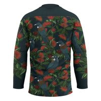 New Zealand Christmas Hockey Jersey Romantic Tui Birds on Pohutukawa - Cobalt - Polynesian Pride