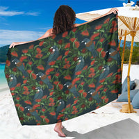 New Zealand Christmas Sarong Romantic Tui Birds on Pohutukawa - Cobalt - Polynesian Pride