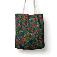 New Zealand Christmas Tote Bag Romantic Tui Birds on Pohutukawa - Cobalt - Polynesian Pride